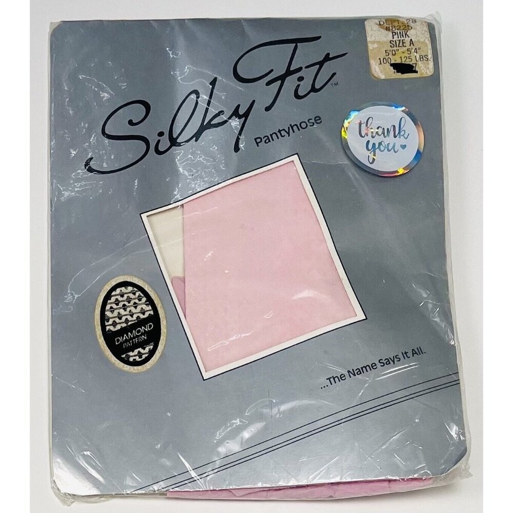 VTG Silky Fit Pantyhose Pink Diamond Pattern Size A 5'0"-5'4" 100-125lbs NIP NEW